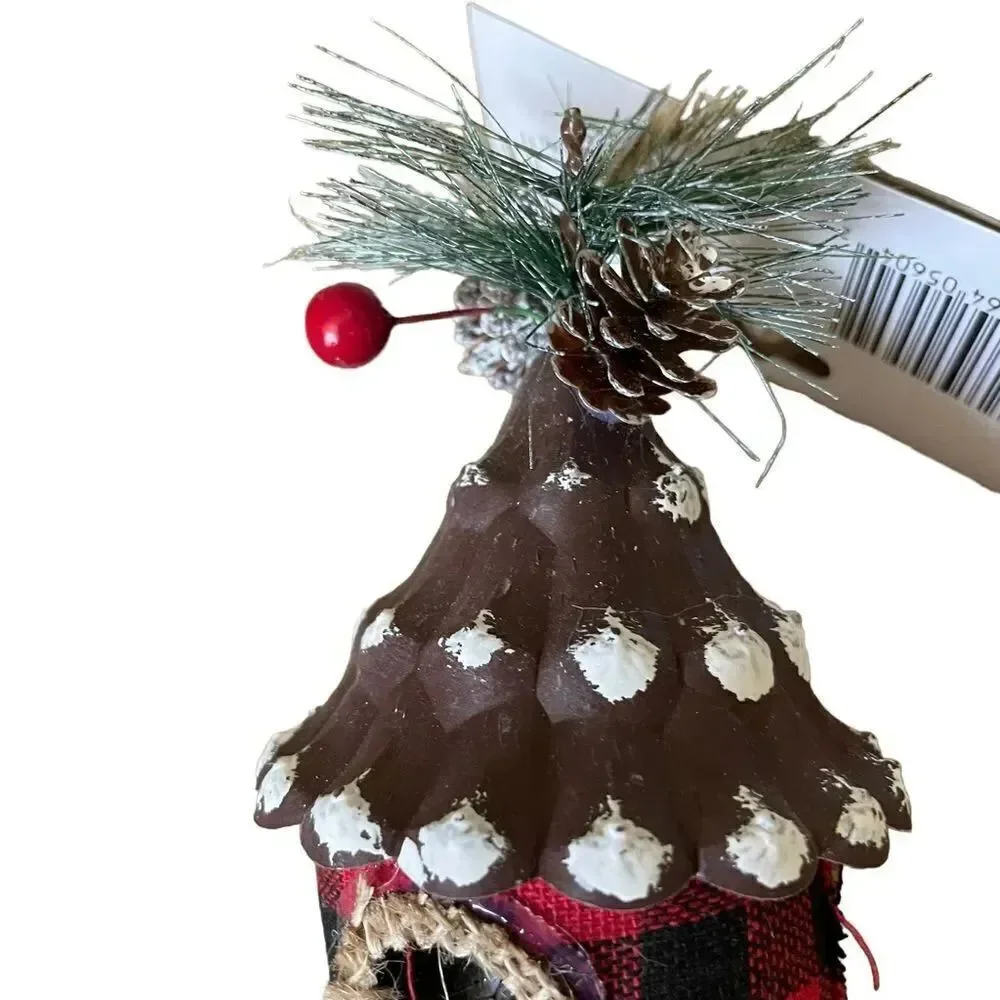 Christmas House Buffalo Check Bird House Bohemian Rustic Farmhouse Set